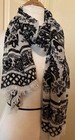 Vera Bradley Soft Fringe Scarf Floral Black White