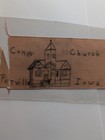 Antique Postville  Iowa Church Drawing Silk Ribbon Vintage Christian Art Ia 1k