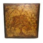 1907 Antique Flemish Handmade Pyrography Burnt Wood Box W  Grape  Signed