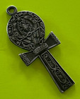 Antique Vintage Religious Medal Holy    Sterling Ankh Cross   Key Of Life