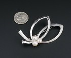 Mikimoto Pearl Vintage Brooch Sterling Silver Pin Ribbon Spray 2  Os543