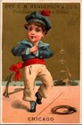 C M Henderson   Co Celebrated Boot Shoes Young Sailor Boy Victorian Trade Card