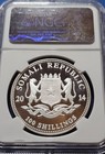 2014 1 Oz Silver Somalia Elephant  100 Shillings  Ngc Early Releases ms 70
