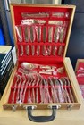 Vintage Solid Nickel Bronze Silverware Set 29 Pieces New Sealed In Teakwood Box