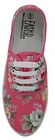 Womens Pink Rose Floral Print Canvas Sneakers Tennis Shoes Lace Up Plimsoll 
