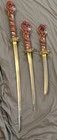 Decorative Red Eyes Red Dragon Wakizashi Katana Swords - Set Of 3