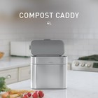 4l Brushed Steel Kitchen Compost Caddy Detachable Countertop Food Waste Bin