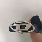 New Unisex Black Leather Belt Silver Oval D Shape Buckle Streetwear