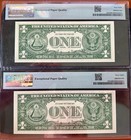 1957b  1 Silver Certificate Consecutive Pair Pmg 68 Epq Fr 1621 Ra Block