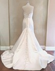 Strapless Satin Wedding Dress Sz 10  Beaded Sweetheart Fit   Flare Bridal Gown