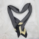          silky Square Scarf Bandana Black Beige Geometric Chain Print Wrap Shawl Hijab