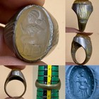 Vintage Intaglio Warrior Ring Carved Stone Roman Seal
