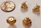 6 Vintage Military Clutch Gold Pull Back Locking Tie Tac Pin Back Fasteners N283