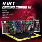 4in1 Gaming Keyboard Mouse Headset Mouse Pad Set Rgb Led Backlit Gamer Pc Combo
