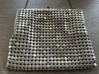 Vintage Silver Metal Disc Mesh Evening Bag Clutch 5x4   