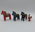 Vintage Hand Painted Akta Dala Nils Olsson Swedish Dala Horses Rooster Set Of 4