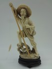 Oriental Asian Carving Style Decorative Fisherman And Dog Statue