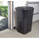  32 Gallon Wheeled Heavy Duty Plastic Garbage Can  Attached Lid  Black