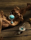 Silver And Blue Crystal Earrings - Drop Dangle Hoop  - Turquoise Earrings