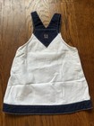 Vintage Tommy Hilfiger Toddler Girls Dress Size 2t Overall Dress White Navy