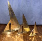 Solid Brass 3 Vtg Sailboats Mcm Nautical Decor Nice