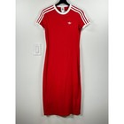 Adidas Originals Midi Dress Women 3-stripes Better Scarlet Red Xs Retro Sporty