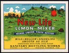 Vintage Soda Pop Bottle Label New Life Lemon Mixer Indiana Harbor Ind N-mint 