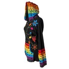 Rising International Rainbow Hoodie Womens M Floral Hippie Boho Distressed Pride