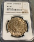 1875 So Chile Peso Ngc Ms 64  Premium Quality Original Type W  Superb Eye Appeal
