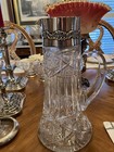 Abp  American Brilliant Cut Glass Pitcher jug  Sterling Silver Rim