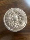 Antique Cut Glass Vanity Jar With Repouss   Silver Lid