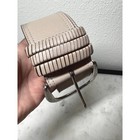 Chicos Wide Belt Womens L Taupe Gray Leather Silvertone Buckle Chic Classic Boho