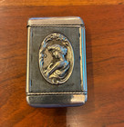 Antique Art Nouveau Stick Match Pocket Safe Box Vesta Case  Lady   Stag Motifs