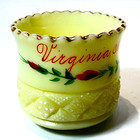 Virginia Mn Minnesota Uranium Antique Custard Glass Souvenir Trinket Cup