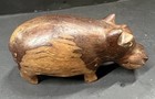 Vintage Hand Carved Solid Wood Hippo Decor Sculpture Figure  Teakwood  