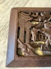 Vintage Antique Chinese Carved Dark Wooden Asian Plank 9 5 X 7 Inches