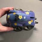 Vintage Vw Volkswagen Beetle Bug Piggy Bank Ceramic Painted Floral Blue
