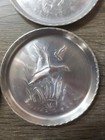 8 Vintage Everlast Metal Hand Forged Hammered Aluminum Coasters Mallard Ducks