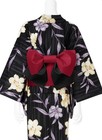 Japanese Yukata Set Women Cotton Kimono Summer Festival Lily  Navy Obi Belt