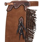 Chinks Showman Outback Mocha Brown Suede Leather Basket Tooled Leather   Fringe