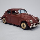 Vintage Bandai Tin Toy Volkswagen Beetle Maroon Matte 1950s 1960s Japan Friction