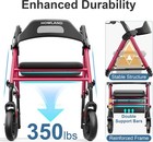 Foldable Rollator Walkers With Seat For Seniors  8   Big Wheels  350 Lb  Weight