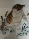 Stunning Chinese Suzhou Silk Embroidery Cat Framed Art  Signed By Artist