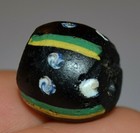 Antique Venetian Black Lampwork Italian Ghost Bead Floral Designs African Trade 