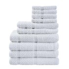 10 Pc Cotton Towel Set Bath Hand Wash Cloth Soft Absorbent Popcorn Border New