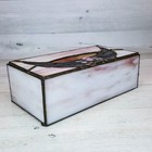 Vintage Stained Slag Glass Facial Tissue Box Cover Pink Purple Wings 9 5 X 5 X 3