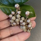 Vintage Earrings Cha-cha Pearl Crystal Estate Jewelry Pre-owned  1 75  Dangle
