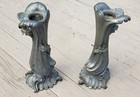Antique Pair Of Large Art Nouveau Cast Metal Pewter Vases Lesueur Paris C 1900