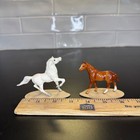 Hagen-renaker Horse Figurines Set White Rearing Arabian   Chestnut Brown Ceramic