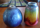 2 Vintage Mcm Mid Century Modern Art Pottery Miniature Japanese Vases   3 Inch